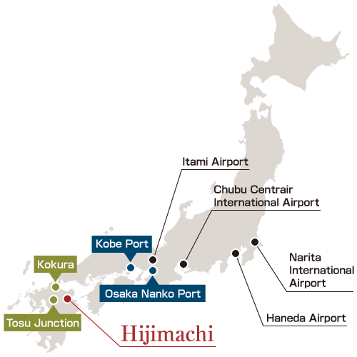 日本国内の地図の日出町の位置図